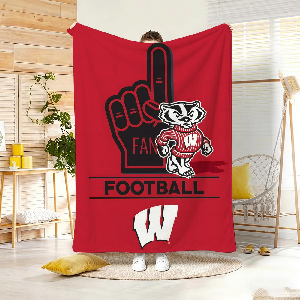 Ретро Колледж W-Wisconsin Badger Плед Легкий 240 г Фланелевое Одеяло Мягкое Для Кожи Для Летнего Охлаждения