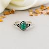 925 Sterling Silver Green Onyx Gemstone Oval Shape Ring For Women