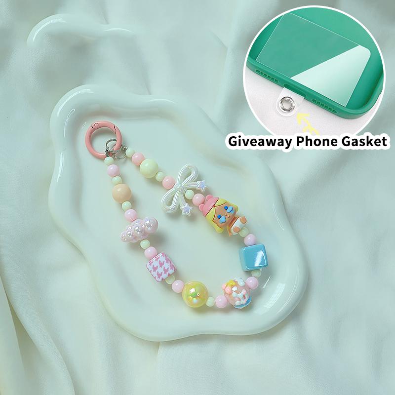 Милая мультяшная кукла, бисерный ремешок для телефона, брелок для рюкзака, брелок для ключей, кулон, анти-потеря, ремешок для телефона для iPhone, Samsung, подарки для девочек