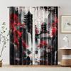 2pcs, Creative Curtains 2D Print Japanese Mountain Ink Painting Fabric (without Rod) Decorations Inside Use for Bedroom Office
