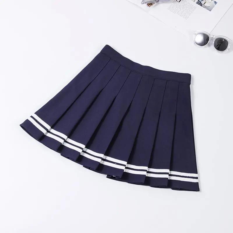 Детская плиссированная юбка, короткая юбка с высокой талией, корейская юбка средней длины, весенне-летняя студенческая антилегкая однотонная короткая юбка