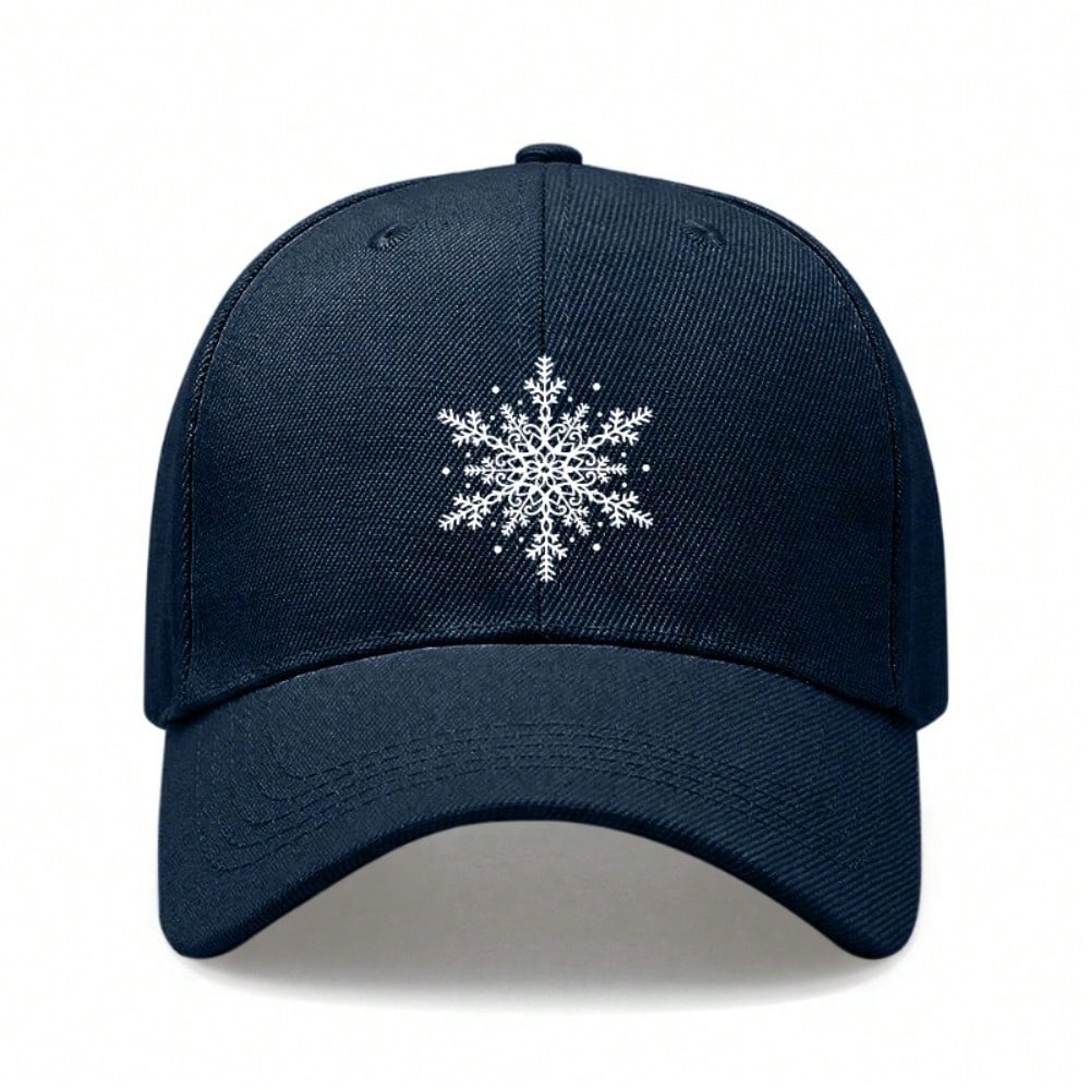 [Winter Baseball Cap] Unisex Snowflake Print Hat, Adjustable Soft Polyester, Lightweight Breathable, Sun Protection for Daily Wear & Holiday Gift
