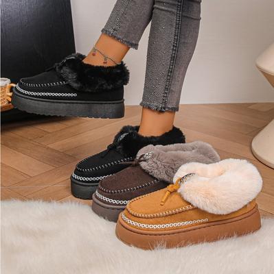 Модная зимняя толстая меховая обувь женская бахрома сабо платформа кисточка новая СНЕЖНАЯ обувь мех овчина зимние сапоги ретро женская обувь платформа
