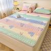 [Охлаждающая простыня] 1 шт. Мягкая и дышащая простыня из лиоцелла и латекса - Веселый радужный и цветочный принт | Хрустящий, мультяшный дизайн для лета