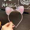Glitter Quicksand Hair Band Crown Transparent Hair Hoops Hair Ornament Cat Ear Headbands  Children