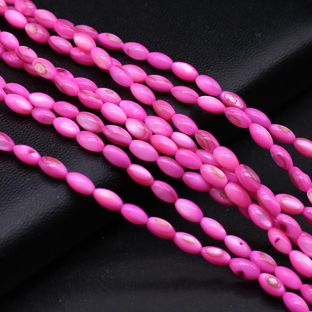 1Strand Natural Freshwater Shell Beads Dyeing Rice Shape Loose Spacer Beads for Jewelry Making DIY Necklace Bracelet Earring Accessories 4x8mm
