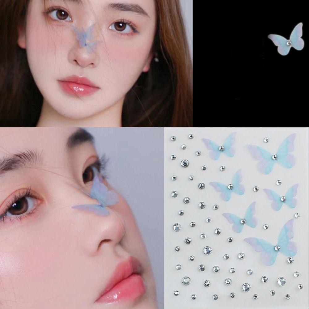 Самоклеящиеся наклейки из смолы наклеиваются на лицо, кристаллические наклейки для волос, макияжа лица