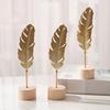 1pcs Golden Ginkgo Leaf Feather Metal Model Figurines Manual Desktop Crafts Ornaments Photo Props Statues Sculptures Home Decor