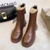Fashion Leather Snow Boots for Women  New Waterproof Warm Plush Woman Shoes Punk Style Elegant Comfortable Cotton Booties