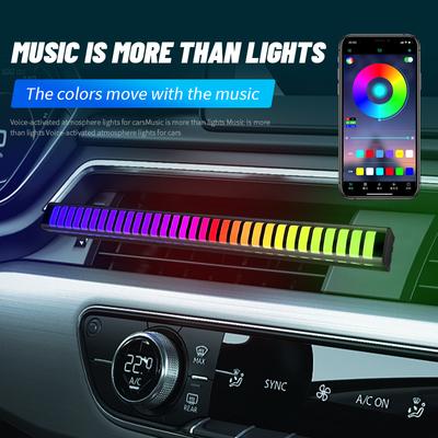 24 светодиодных RGB-светильника для автомобиля с управлением звуком и освежителем воздуха - лампа для распознавания ритма голоса для вентиляционного отверстия диффузора, управление через приложение