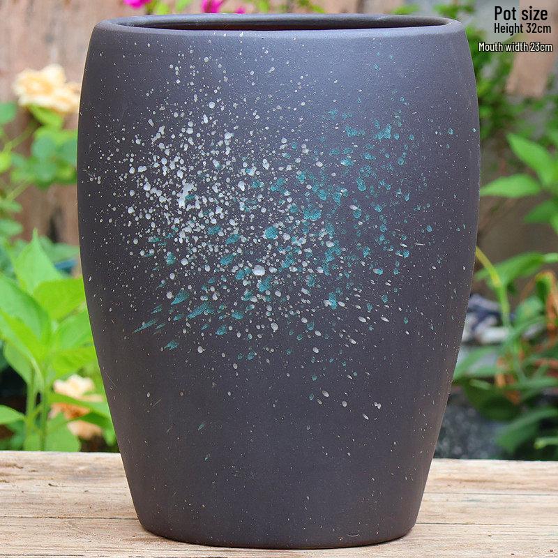 Vintage Ceramic Pot for Indoor/Outdoor Use – Large, Breathable Coarse Pottery for Green Plants, Tall Wide Mouth Design for Bougainvillea & Succulents