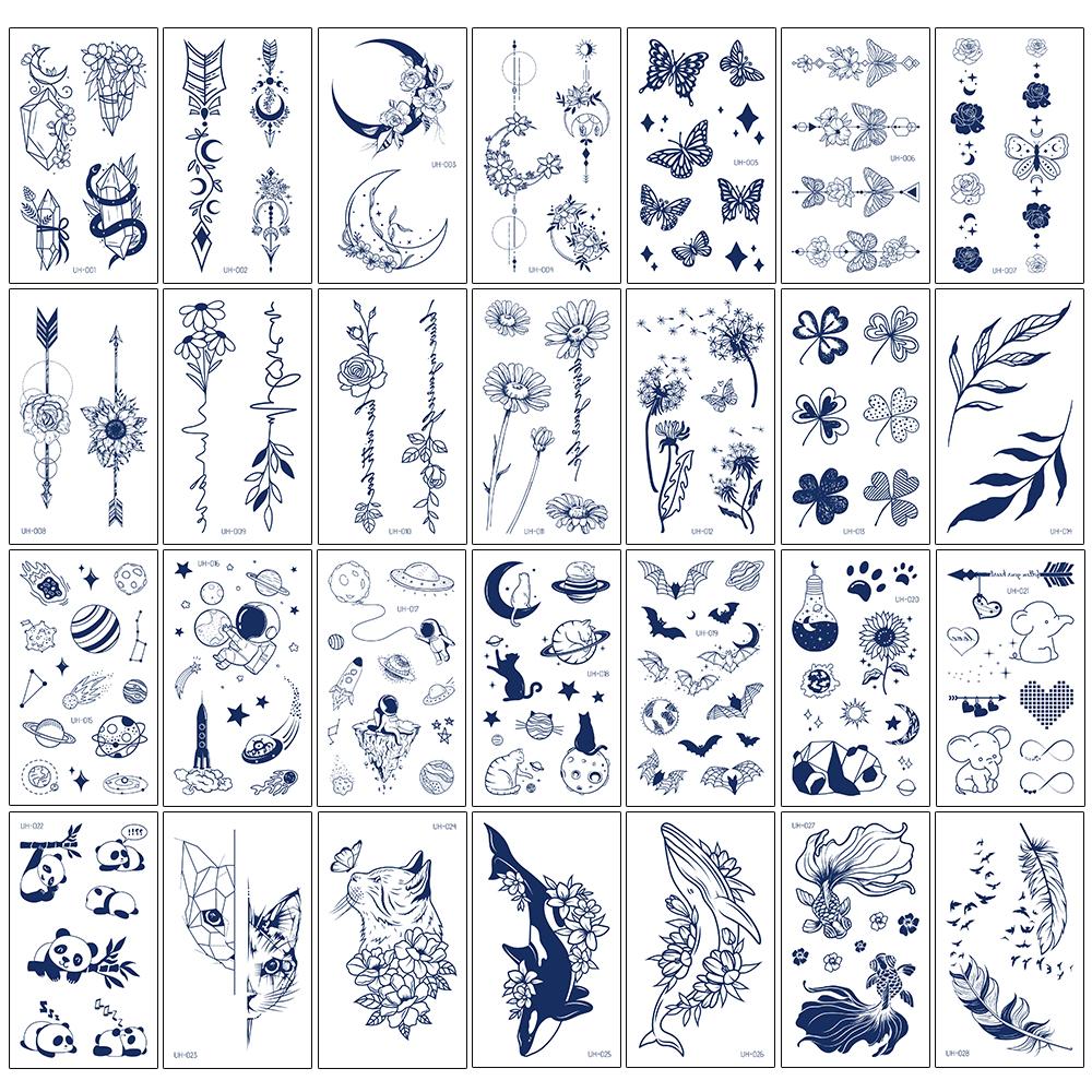 1 лист, полуперманентные женские поддельные татуировки, татуировки на запястье, лодыжке, водонепроницаемые, устойчивые к поту и долговечные мгновенные татуировки на травах