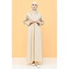 Hijab Seasonal Full Length Flared Sleeve Mink Color Zipper Prayer Dress