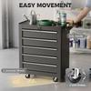 5 Drawer Tool Chest With Wheels Steel Lockable Tool Storage Cabinet With Handle 2 Keys For Garage Workshop Black