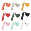 Solid Color Leather Heart Keyring PU Colorful Pendant Fashion Heart Shape Keychain  Unisex