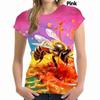 Летние красочные футболки с 3D-принтом пчелы для женщин, уличная одежда, новая повседневная мода, футболка с коротким рукавом, футболки с круглым вырезом, топы, одежда