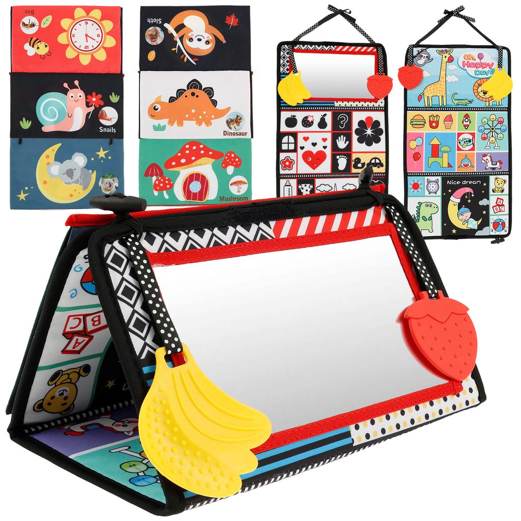 Тканевое зеркало для выкладывания на животик, развивающая когнитивные навыки игрушка, детское зеркало для выкладывания на животик, съемная песочная книжка, игрушка для выкладывания на животик, складная для младенца