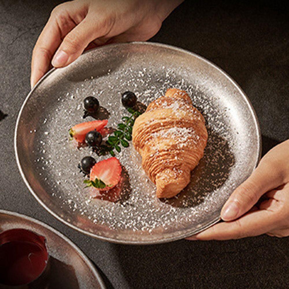 Tableware Stainless Steel Steak Plate Classical Vintage Western Dish Durable Reusable Storage Tray Festival