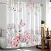 Floral Plants Shower Curtain Flowers Bamboo Butterfly Green Vines Botanical Herb Modern Bathroom Decor Polyester Bathtub Curtain