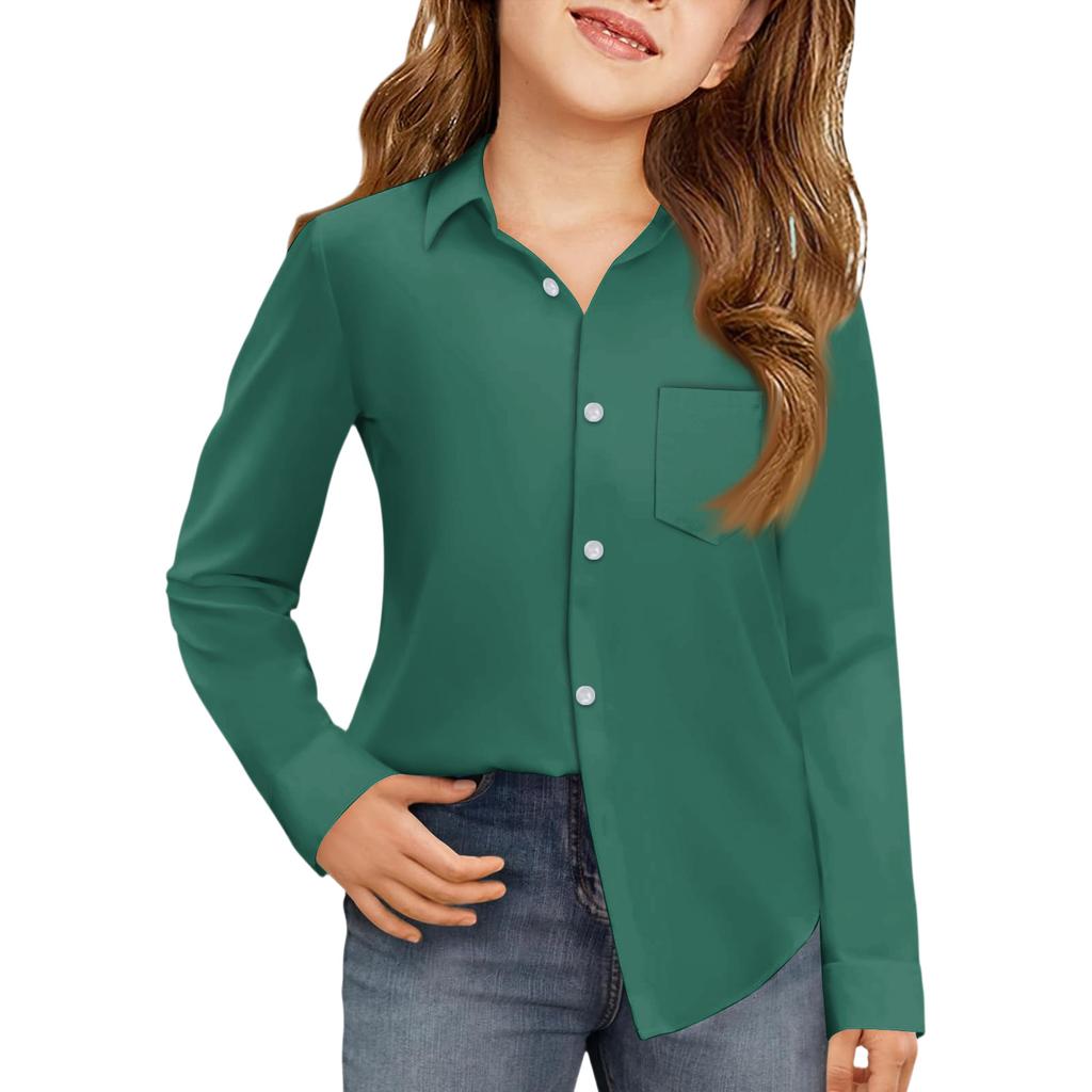 Girls' Button-Down Shirt - Long Sleeve Dress Blouse