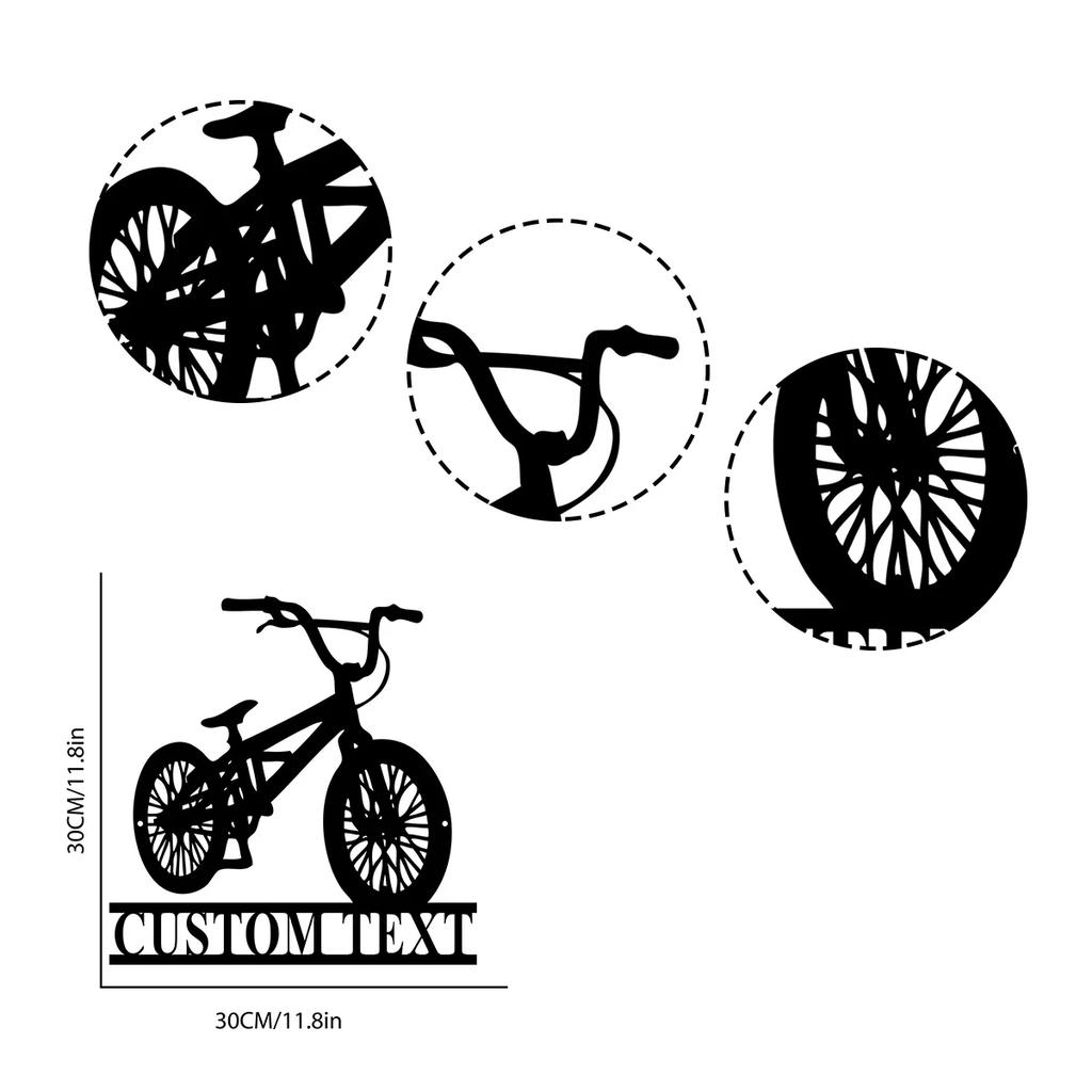 Металлическая настенная art-композиция с BMX-велосипедом, Персонализированная табличка с именем гонщика BMX, Декор для дома, Подарок для BMX-байкера