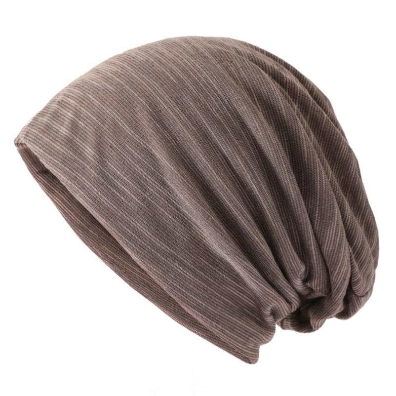 Breathable Toe Cap Unisex Striped Hood Spring and Autumn Warm Thin Turban Chic Trend Pile Hat