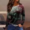 Женская модная повседневная блузка с длинным рукавом и круглым вырезом, пуловер с принтом