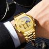Men's Multifunction Quartz Watch Chronograph Luminous Water-Resistant Luxury Golden Steel Bracelet Men Moonswatch