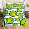 Tennis Bedding Set Full Size Sports Theme Comforter Cover Tennis Lover Duvet Cover Ball Games Yellow Black White Quilt Cover