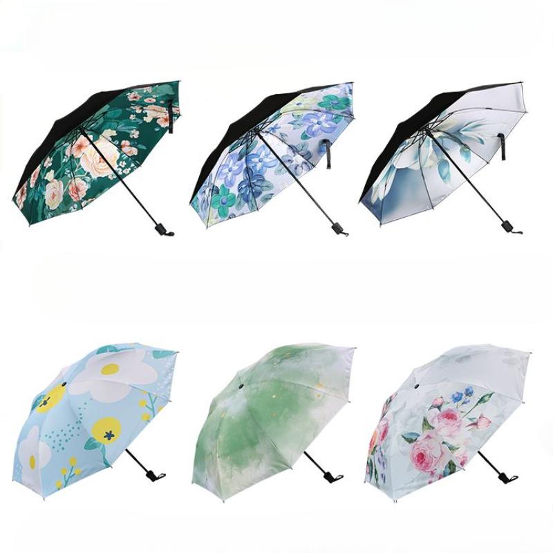 Зонт от солнца Защита от солнца УФ-защита Зонт Женский мужской Зонт от солнца двойного назначения Черный клей Портативный прочный складной зонт