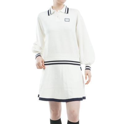 Вязаный комплект: гольф-топ и низ S [Pin Apparel] Женский (Эластичная талия, кулиска) / / 622-4270902 030_Белый