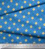 Soimoi Blue Japan Crepe Satin Fabric Marigold Geometric Print Fabric by metre 42 Inch
