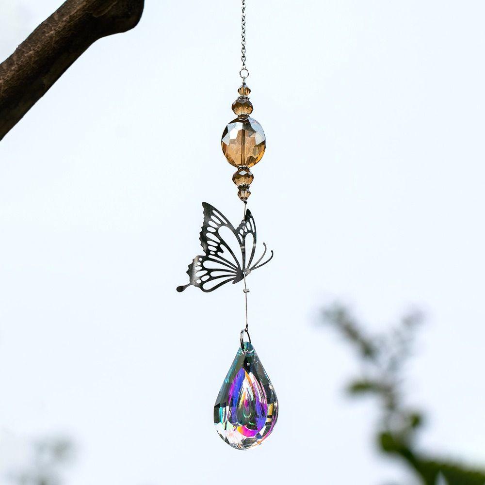 7Pcs Coloured Crystal Suncatcher Hanging Light Collection Pendant Wind Chime Landscape