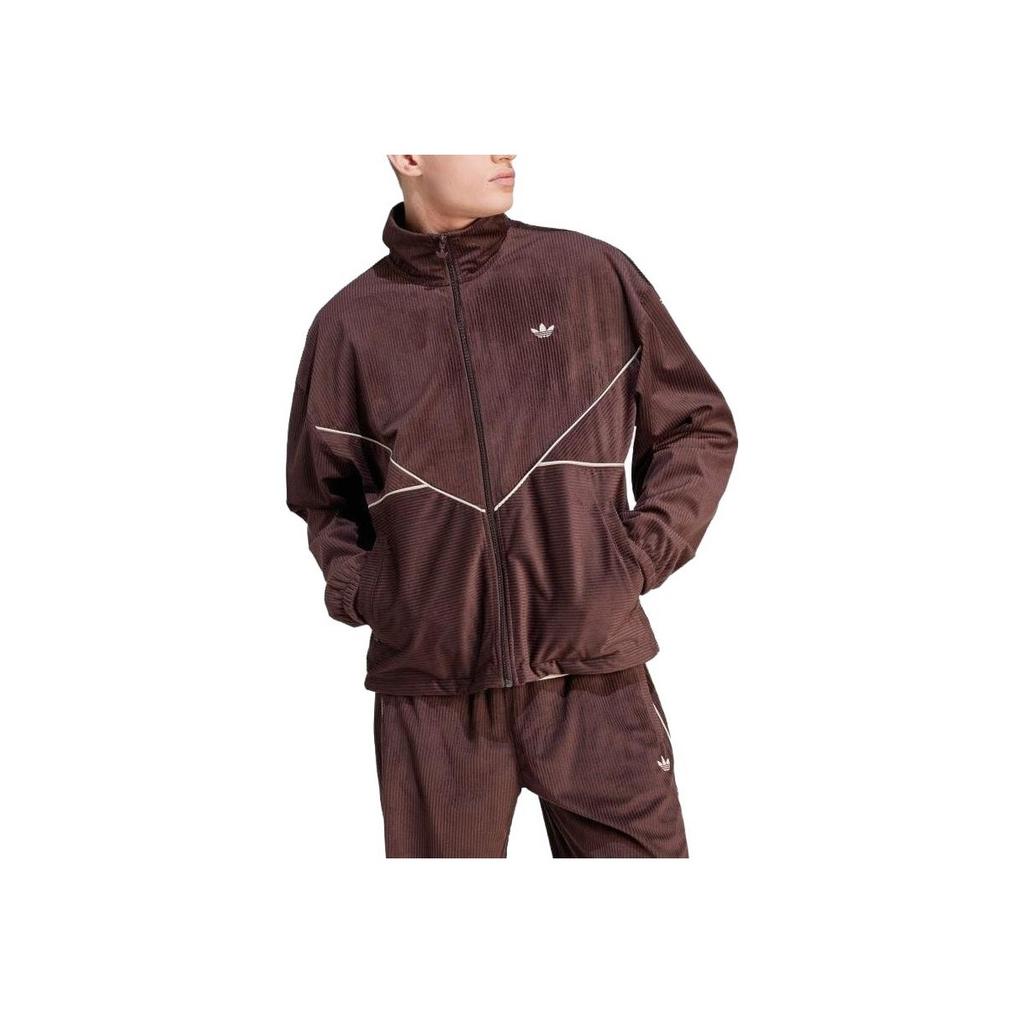 Adidas Оригинальная полосатая куртка с воротником-стойкой на молнии и длинными рукавами, мужская куртка, коричневая II5787
