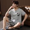 100% Cotton Men Sleepwear High Quality Summer Pajama Set Short Sleeve Plaid Shorts Pijamas Elegant Nightwear