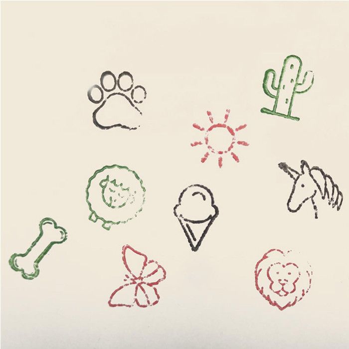 Tampons en bois Alphabet 1 cm + 2 encreurs