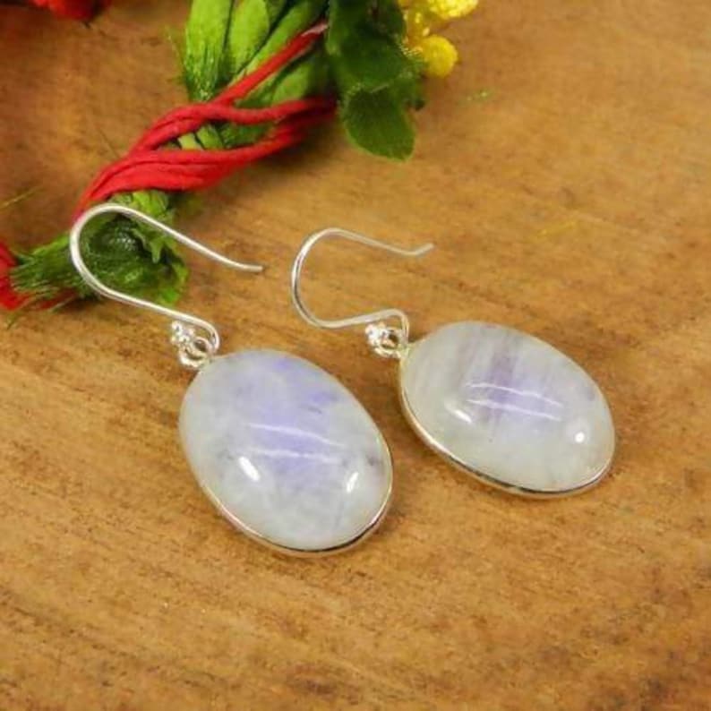 Серьги из лунного камня, серьги из серебра 925 пробы, подарок для мамы, серьги-подвески для вечеринки, подарок на годовщину, овальные серьги