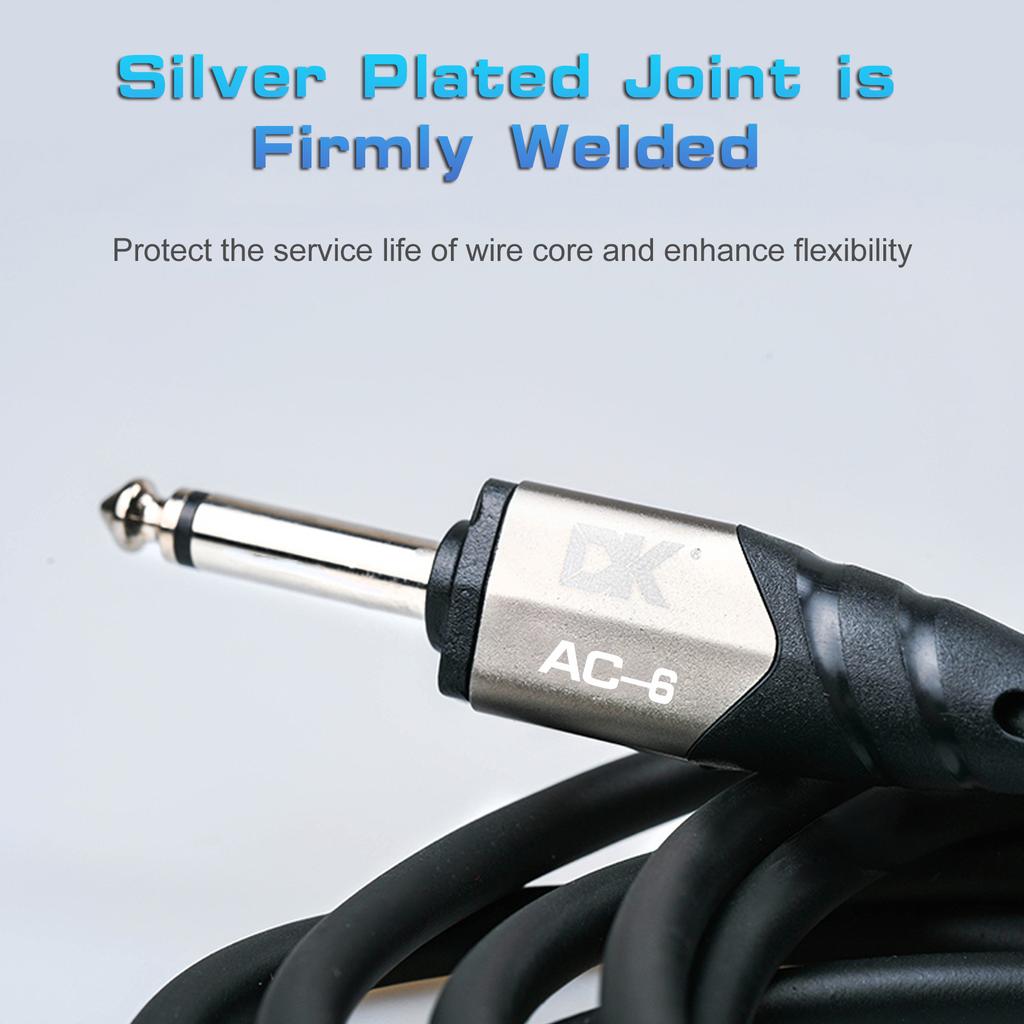 Соединительный кабель для гитары DK, 6,0 метров, 20 футов, инструментальный кабель, аудиокабель с шумоподавлением, 6,35 мм, штекер