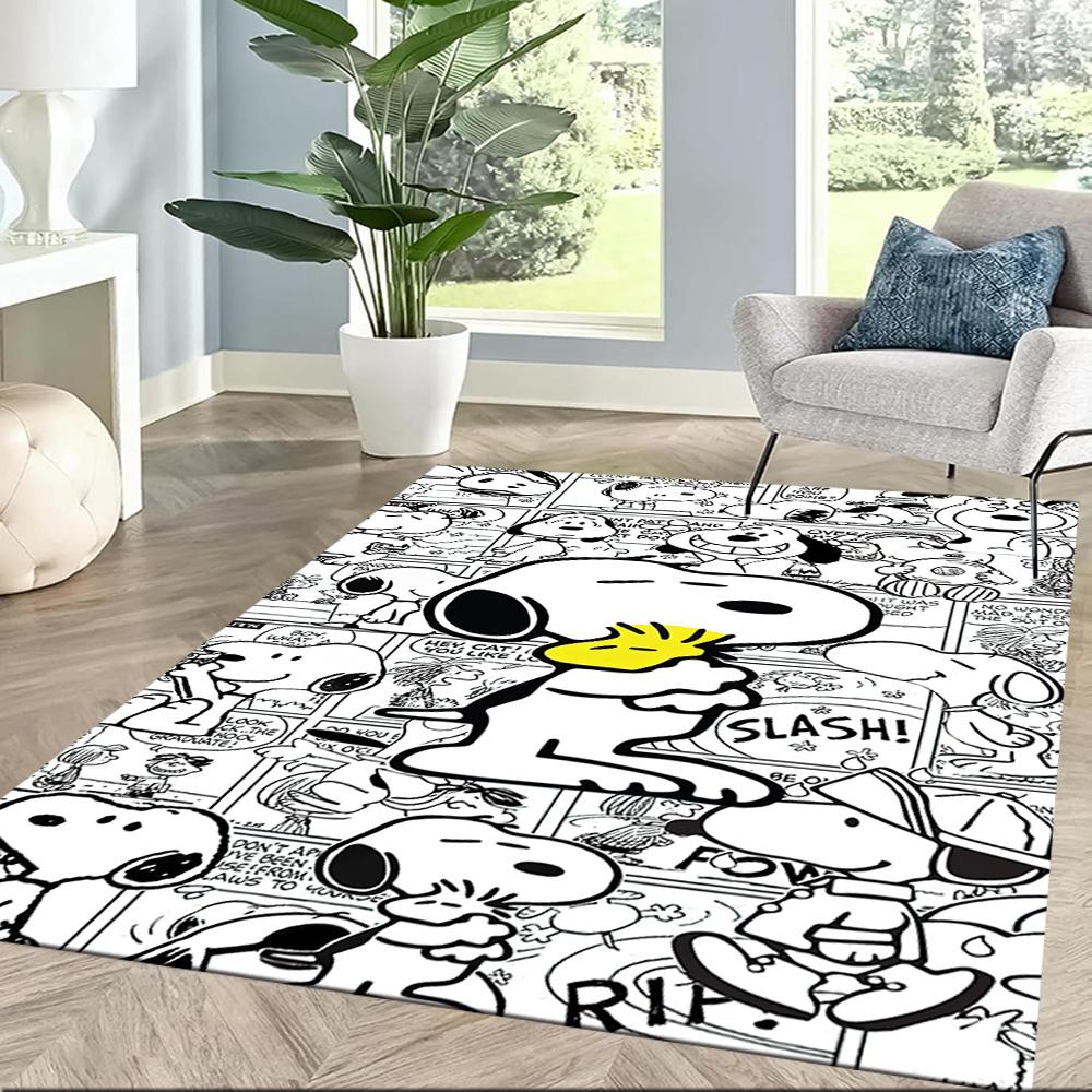 Snoopy Dreams In Colorful Land Square rugs are a great choice for living rooms, bedrooms, home décor, and as gifts.