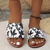 Large Size Flat-bottomed Cool Slippers Women's Summer New Printed Slippers Women's Lazy One-word Slippers Women's Beach Shoes Women