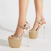 Runway Style Sequined Platform Sandals For Women Sexy Peep Toe 17CM Super High Heels Wedding Banquet Shoes Gold Silver