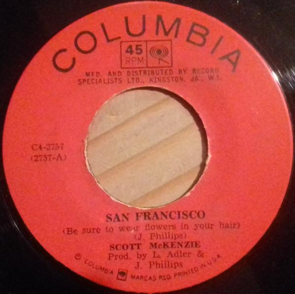 7-дюймовая пластинка SCOTT MCKENZIE San Francisco Be Sure To Wear Flow C42757 Columbia 1967 Ямайка Рок Б/у