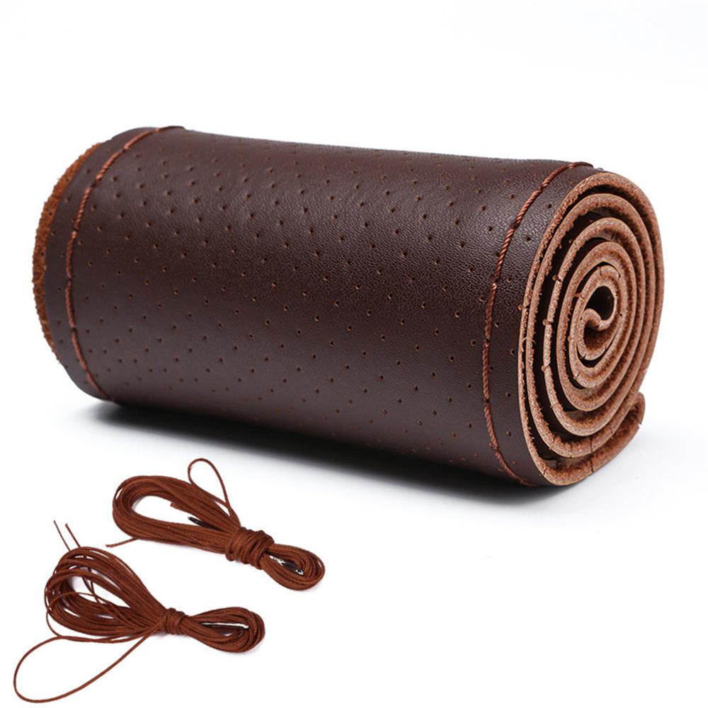 Универсальная оплетка на руль 38 см кожаная ручная оплетка на руль натуральная кожа коровы с иглами и нитками