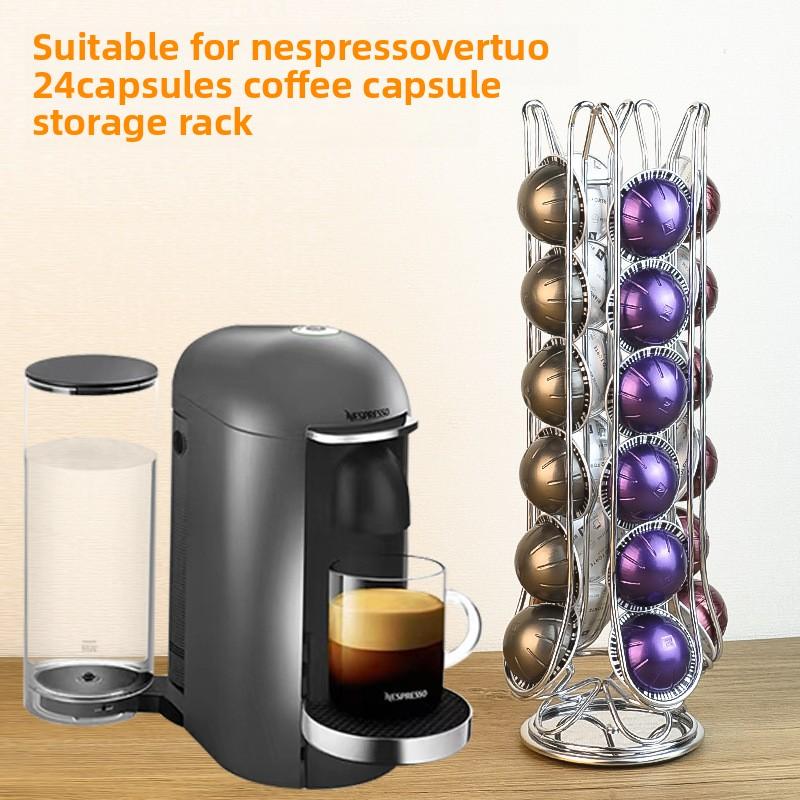 Coffee capsule storage rack, 24 Nespresso coffee capsule coffee cup storage rack, Vertuo stainless steel storage display rack