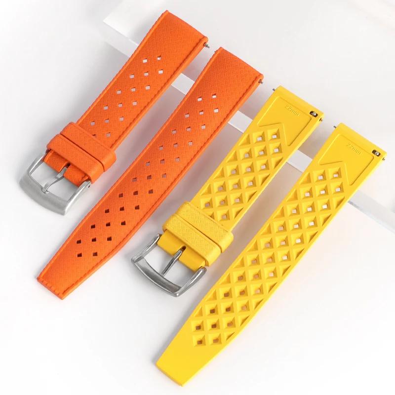 Watchband 20mm 22mm Diving Sport Watch Band for Seiko Omega Seamaster 300 Longines FKM Fluoro Rubber Strap Bracelet for Blancpain X Swatch
