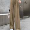 Pleated Ice Silk Wide Leg Pants for Women's Summer High Waisted Draped Cool Pants Straight Tube Loose Casual Pants
