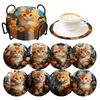 8 Pieces/set of Diamond Painted Cat Patterned Coasters, DIY Coasters with Holder, Suitable for Beginners and Adults, Art and Craft Supplies Gifts