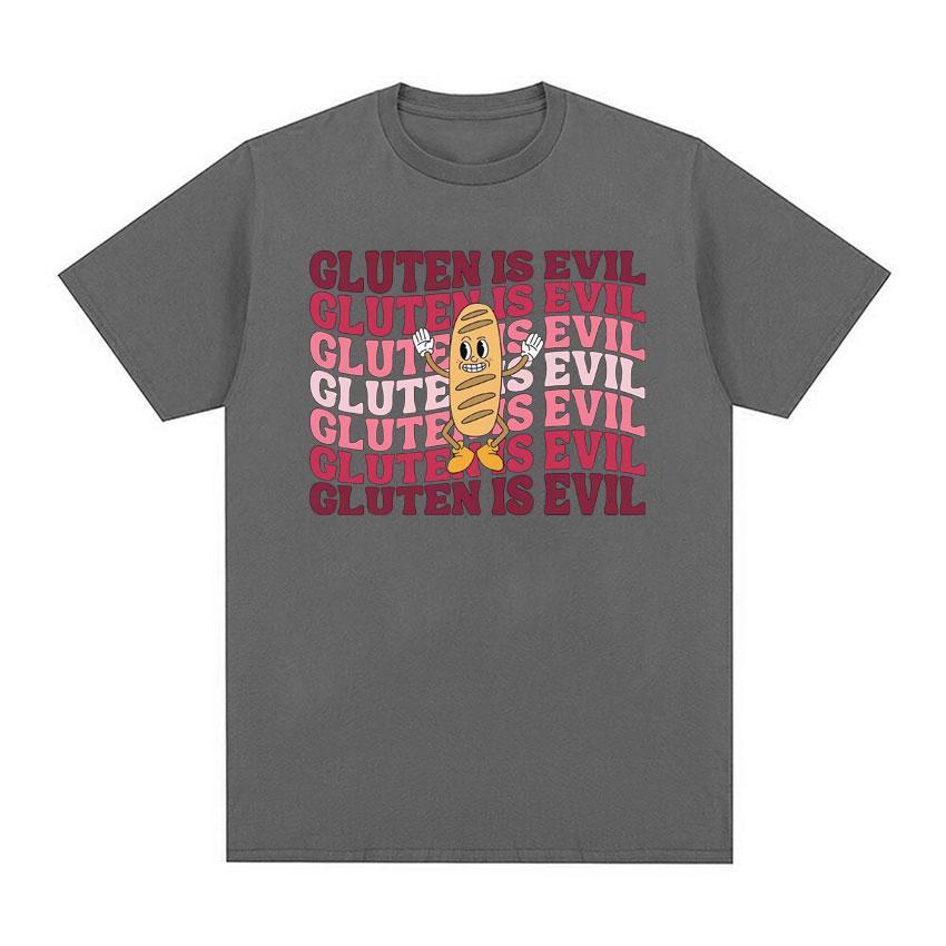 Gluten Is Evil Funny Meme T Shirt Retro Gluten Intolerant Women Tshirts Unisexs Fashion Gothic 100 Cotton Oversized Tshirt Tops