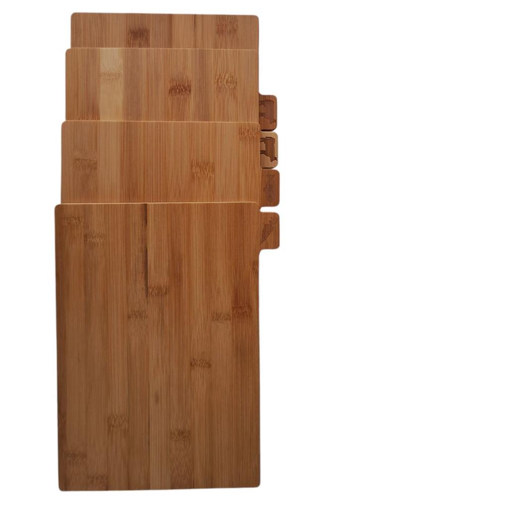 Bamboo Cutting Boards Set Of 4 Kitchen Boards + Steel Stand