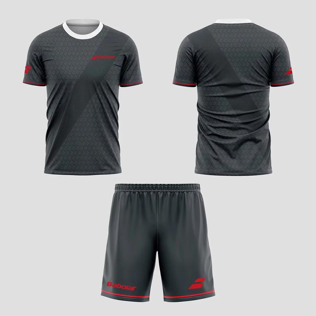 2025 New Men's Summer Tennis Breathable Set, Fast Drying Badminton Loose Set, Men's T-shirt and Short Sleeved Shorts Set, Lightw
